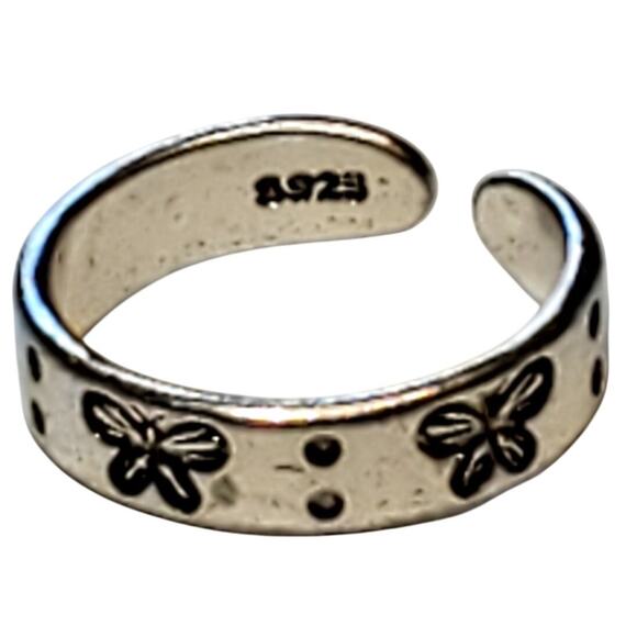 925 Silver Butterfly Design Ring Sz 5.5 Unsigned Minimalist - Picture 2 of 5